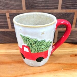 Holiday Red Truck Christmas Tree Ceramic Coffee Tea Mug